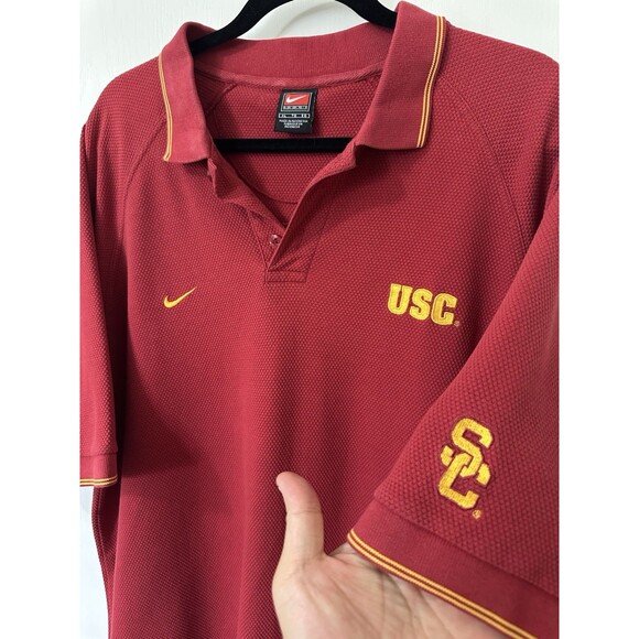 Nike USC Trojans Polo Shirt Mens XL Red Team Logo NCAA Embroidered Vintage VTG - Picture 4 of 9